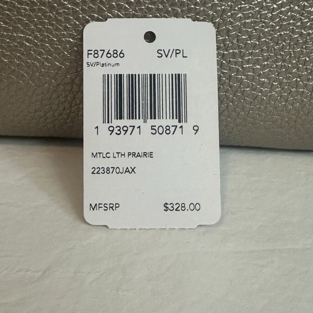 COACH Metallic Leather Prairie Satchel Platinum 87686 Convertible Crossbody $328 - Picture 4 of 12